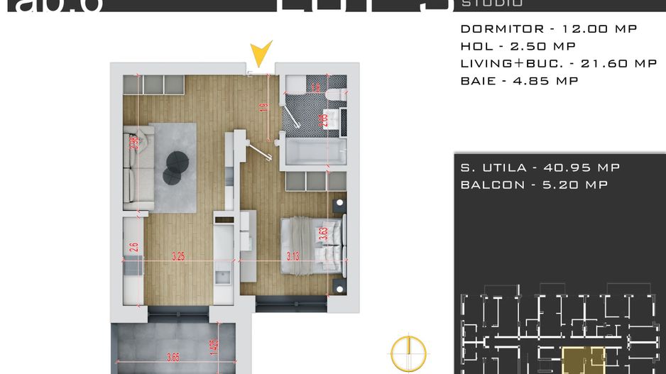 2 camere  -parcare inclusa -proiect nou -Pallady - Schiță 12