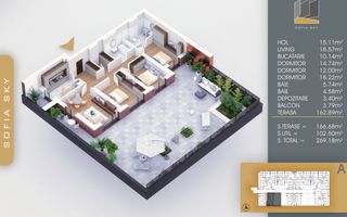 4 camere cu terasa de 165 mp Titan Pallady  7 min Metrou Nicolae Teclu - Schiță 4