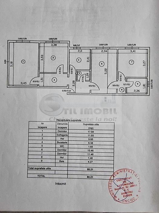 Apartament cu 4 camere/Spatiu birouri/ Cabinet - Nicolina-Str.Pompieri - Schiță 11