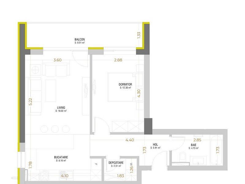 NU RATA 2 CAMERE OPEN SPACE URBAN PLAZA TERASĂ PARCARE ETAJ 7 - Poză 9