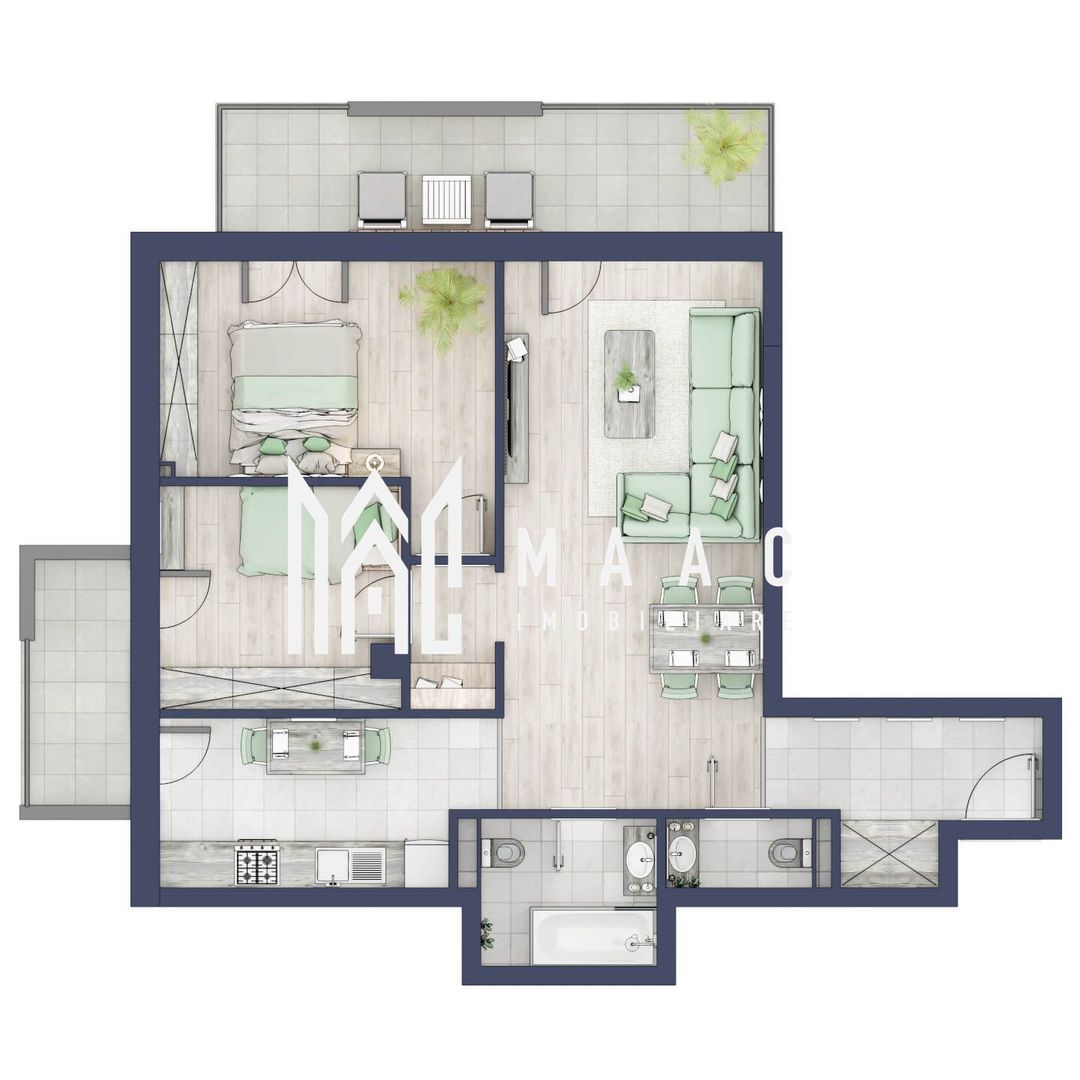 Apartament 3 camere | Balcoane 16.1 mp | Etaj 2 | Turnisor - Poză 1