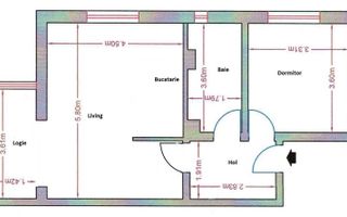 Dambovita | 2 Camere | Etaj Intermediar | Loc de Parcare. - Schiță 8