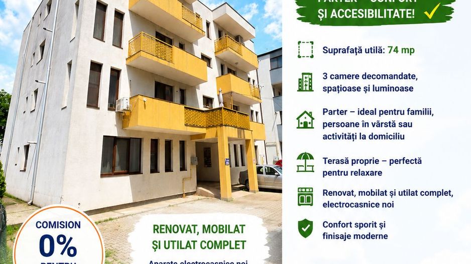 Apartament cu 3 camere, bloc NOU, mobilat și utilat, VASLUI - zona TRAIAN; - Poză 1