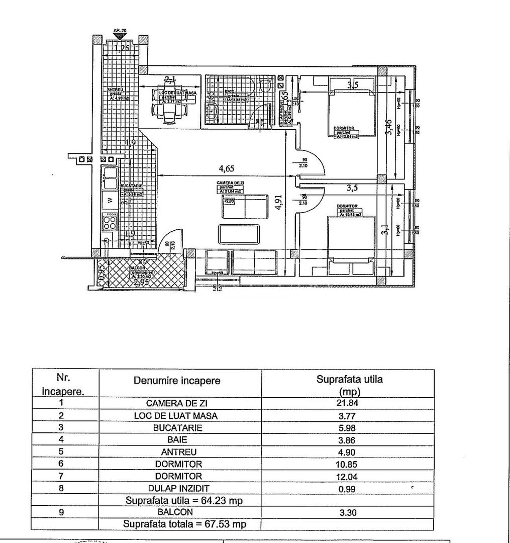 Apartament 3 Camere | 64 mp | Curte 60 mp | Parcare | Terra Floresti - Poză 14