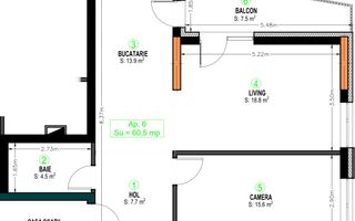 Apartament 2 camere | decomandat | finisat | 60 mp | Terra Gardens - Poză 7