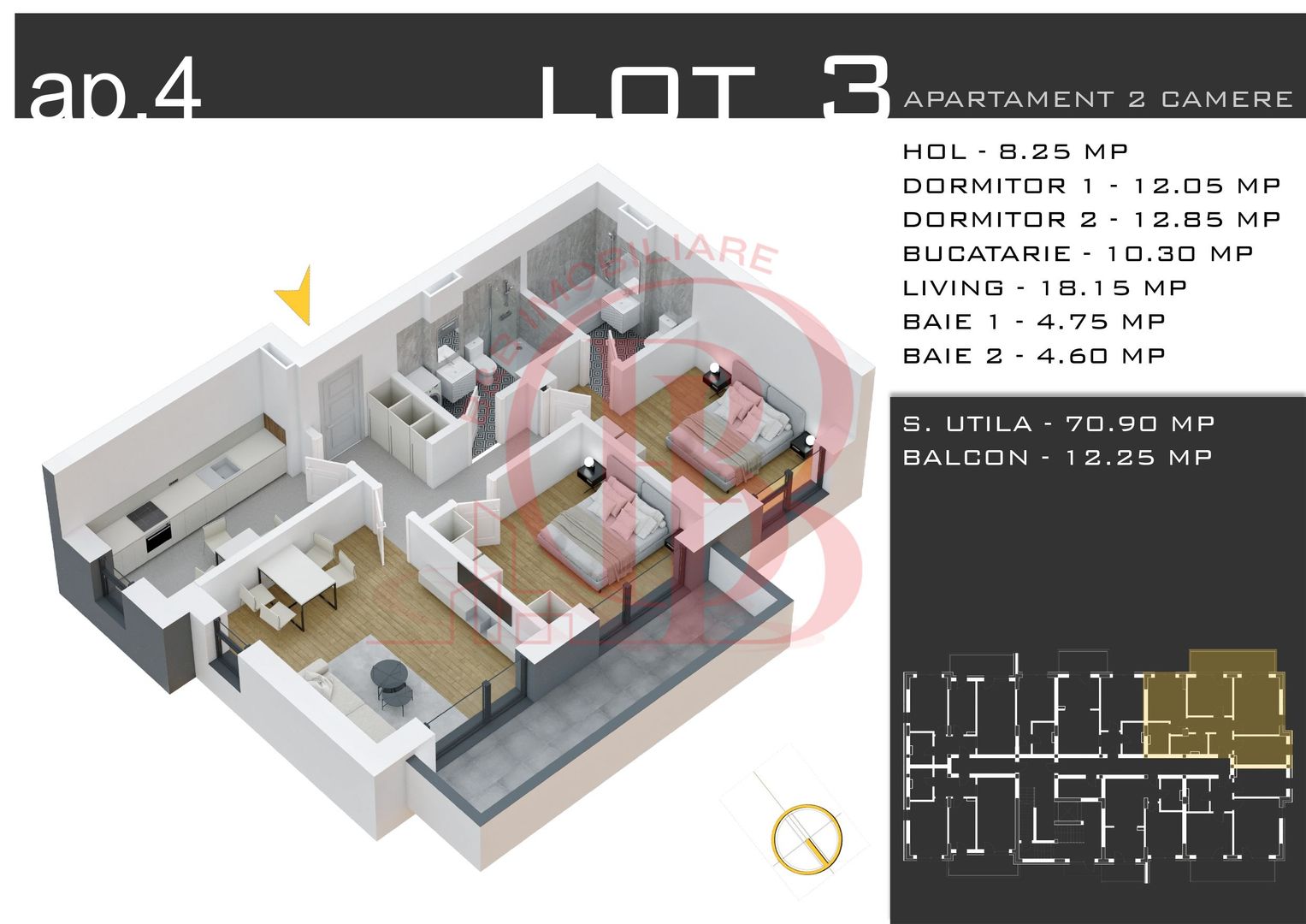 Apartament 3 camere-Promotie Loc Parcare -Theodor Pallady - Schiță 13
