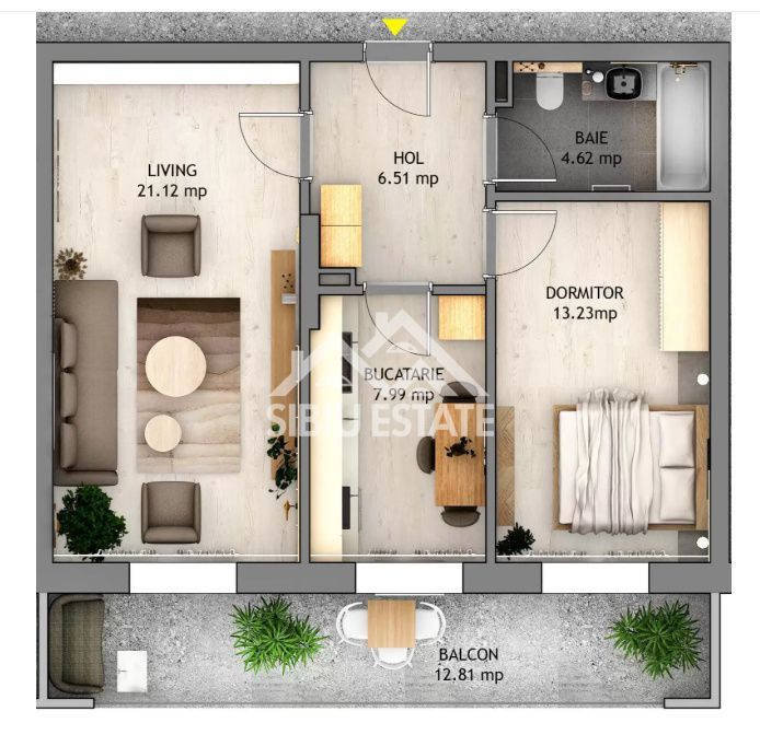 Apartament 2 camere decomandat, cu balcon 12 mp si parcare - Poză 1
