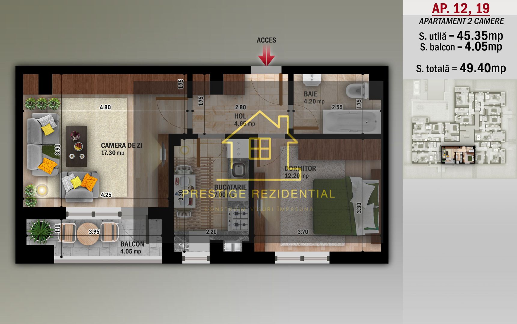 2 camere decomandat,Incalz.in pardoseala,Nicolae Grigorescu-Metrou - Poză 2