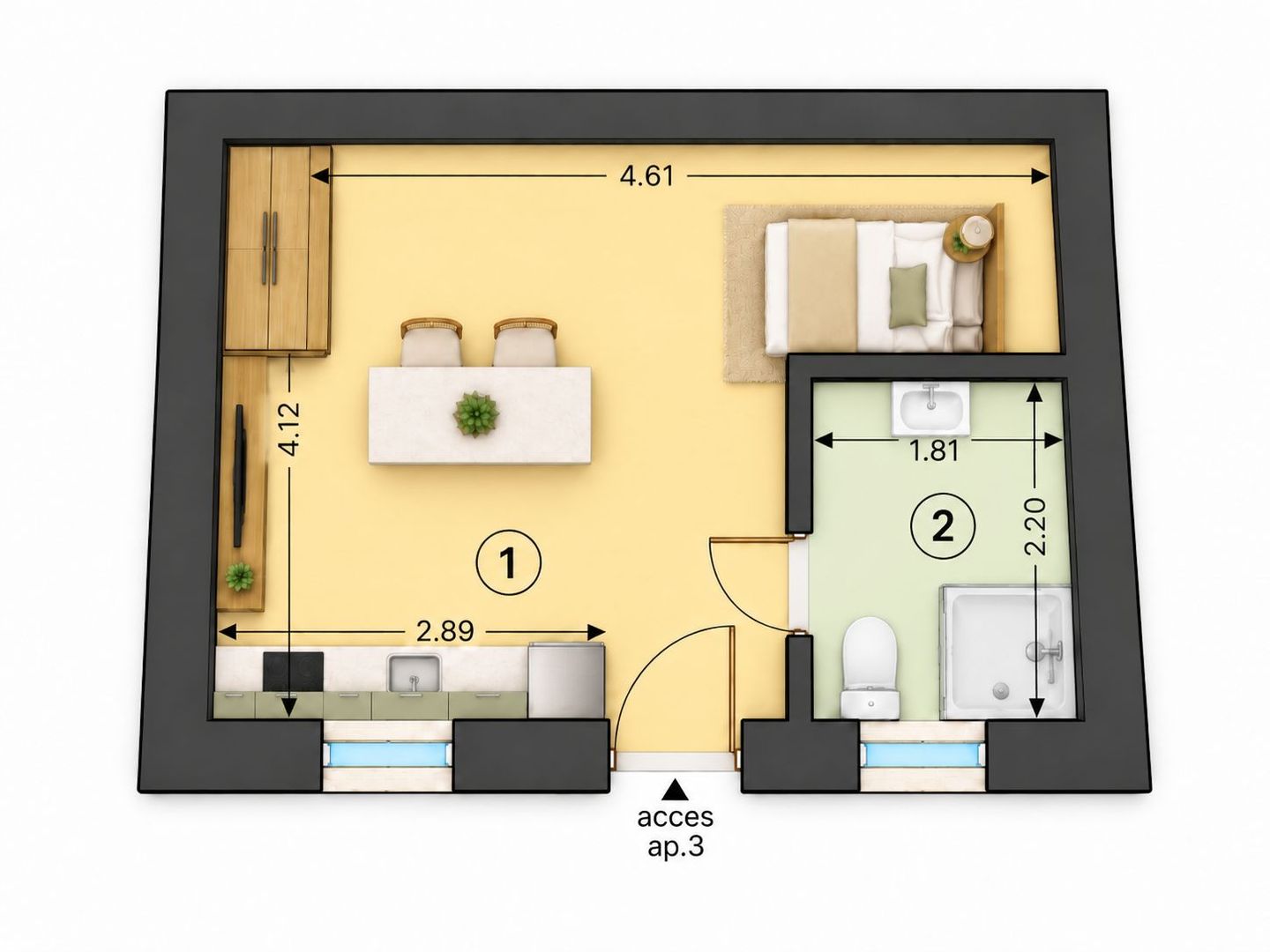 Garsonieră complet renovată, prima închiriere, Blumana, Str. De Mijloc - Schiță 20