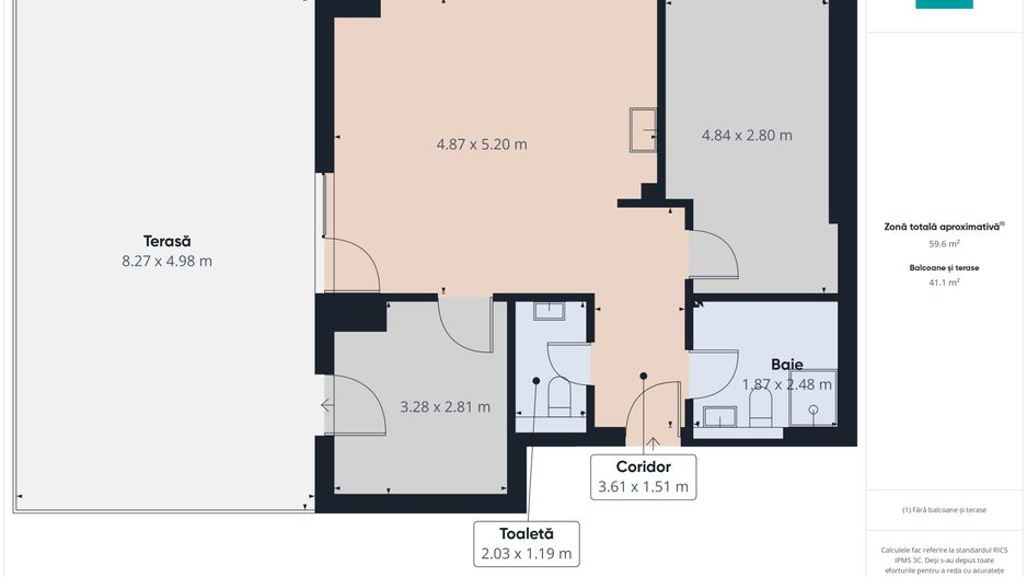 3 camere PREMIUM, terasă 22 mp, etaj 8 - Poză 6