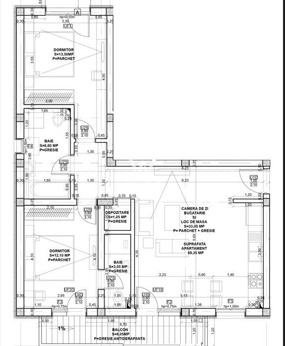 Apartament 3 camere Piata Rahovei, Dedeman, Sibiu - Schiță 6