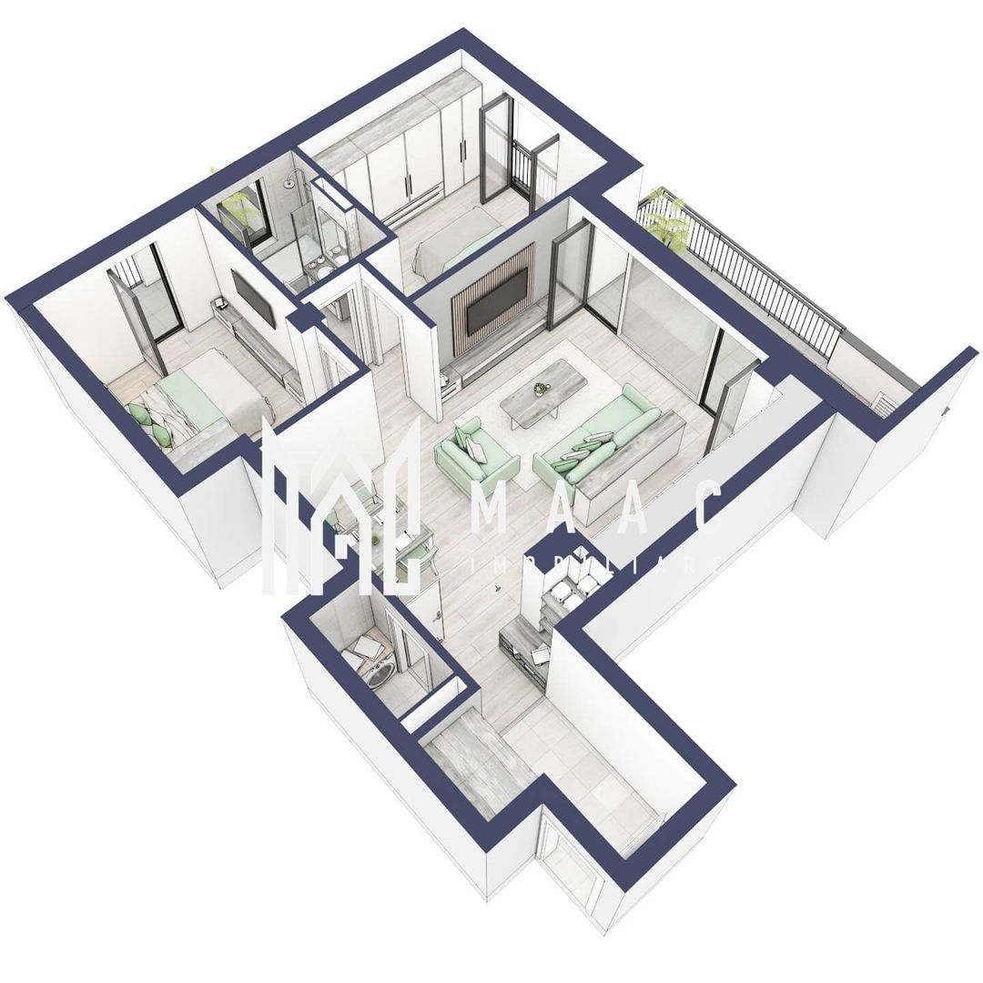 Apartament 3 camere | Balcoane 15.1 mp | Etaj 2 | Turnisor - Poză 5