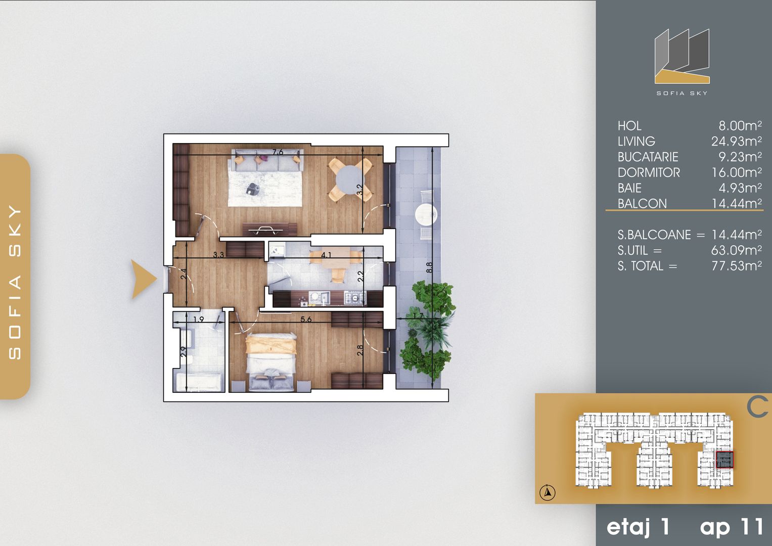 2 camere spatios Titan Pallady  7 min Metrou Nicolae Teclu - Schiță 2