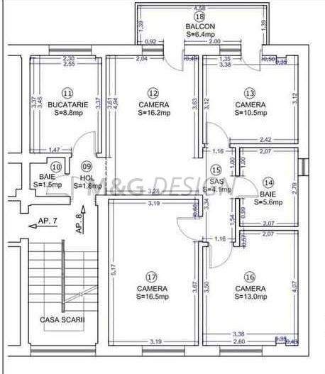 Apartament 4 camere zona Telegrafului bloc nou - Schiță 10