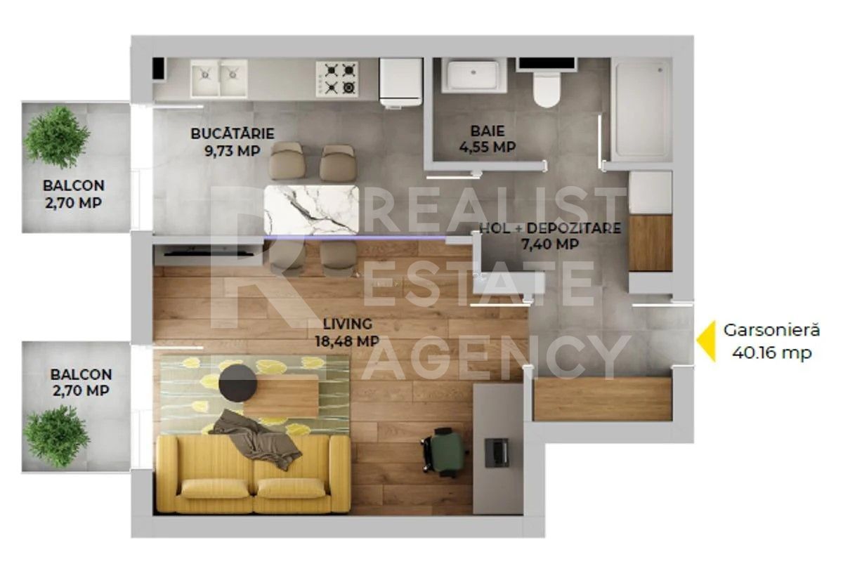 Apartament cu o cameră de vânzare, Brașov - Schiță 5