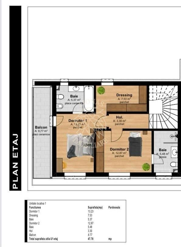 2 Case in Duplex 4 camere 125 mp-curte-terasa 37 mp -garaj-Tauti - Poză 9