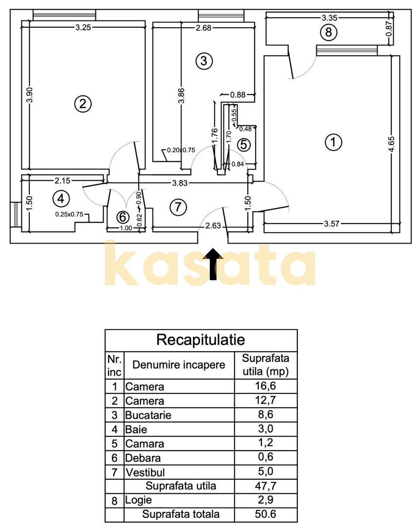 Apartament 2 Camere 🏡 | Decomandat | Etaj 4/10 🏢 | Parc 🌳 - Schiță 17