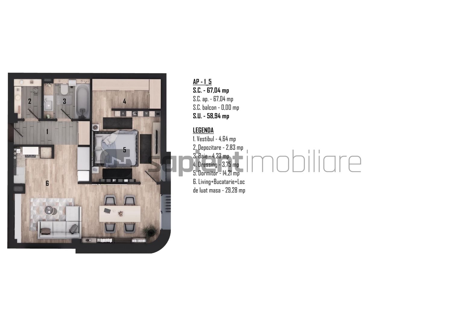De vânzare apartament 2 camere, ultracentral, semifinisat - Poză 5