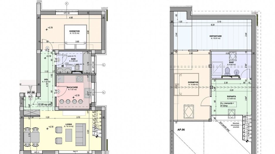 Penthouse 3 camere, 2 bai si dressing, intabulat, contoare (RV-50M-Da) - Poză 11