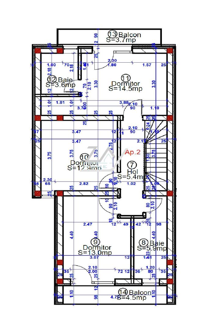 Duplex finalizat despartit prin camera tehnica. 3 dormitoare. 2 balcoane. - Poză 22