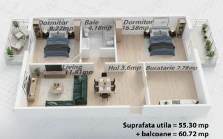 Apartament 3 camere decomandat | Zona Lipovei | Et 2 | Investitie - Poză 9