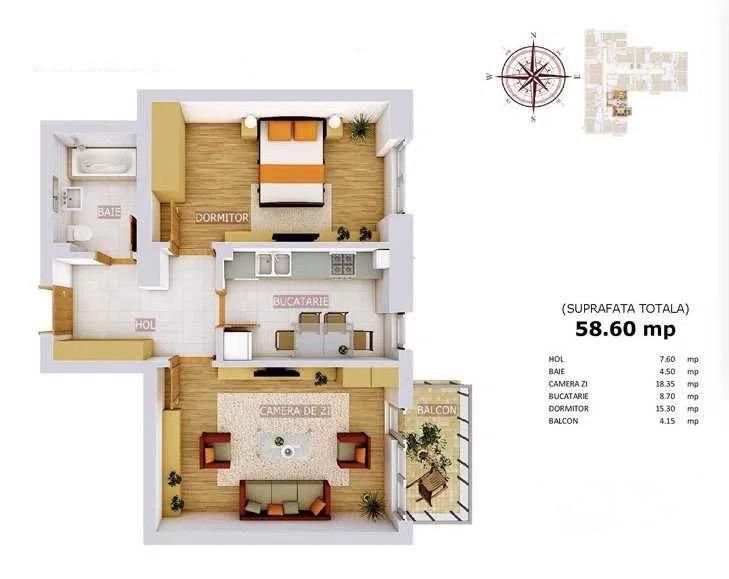 Apartament 2 camere, complet mobilat si utilat - Rotar Park Residence - Poză 8
