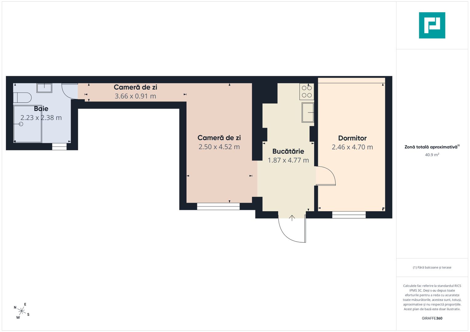 Apartament 2 camere utilat modern,  Zona Centrala - Poză 10