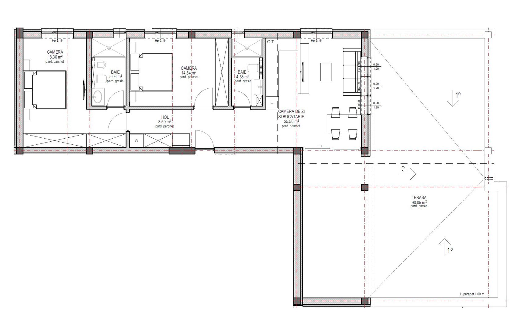 Penthouse 3 camere , 2 bai,TERASA 90mp, Lacul lui Binder, Sibiu - Schiță 8