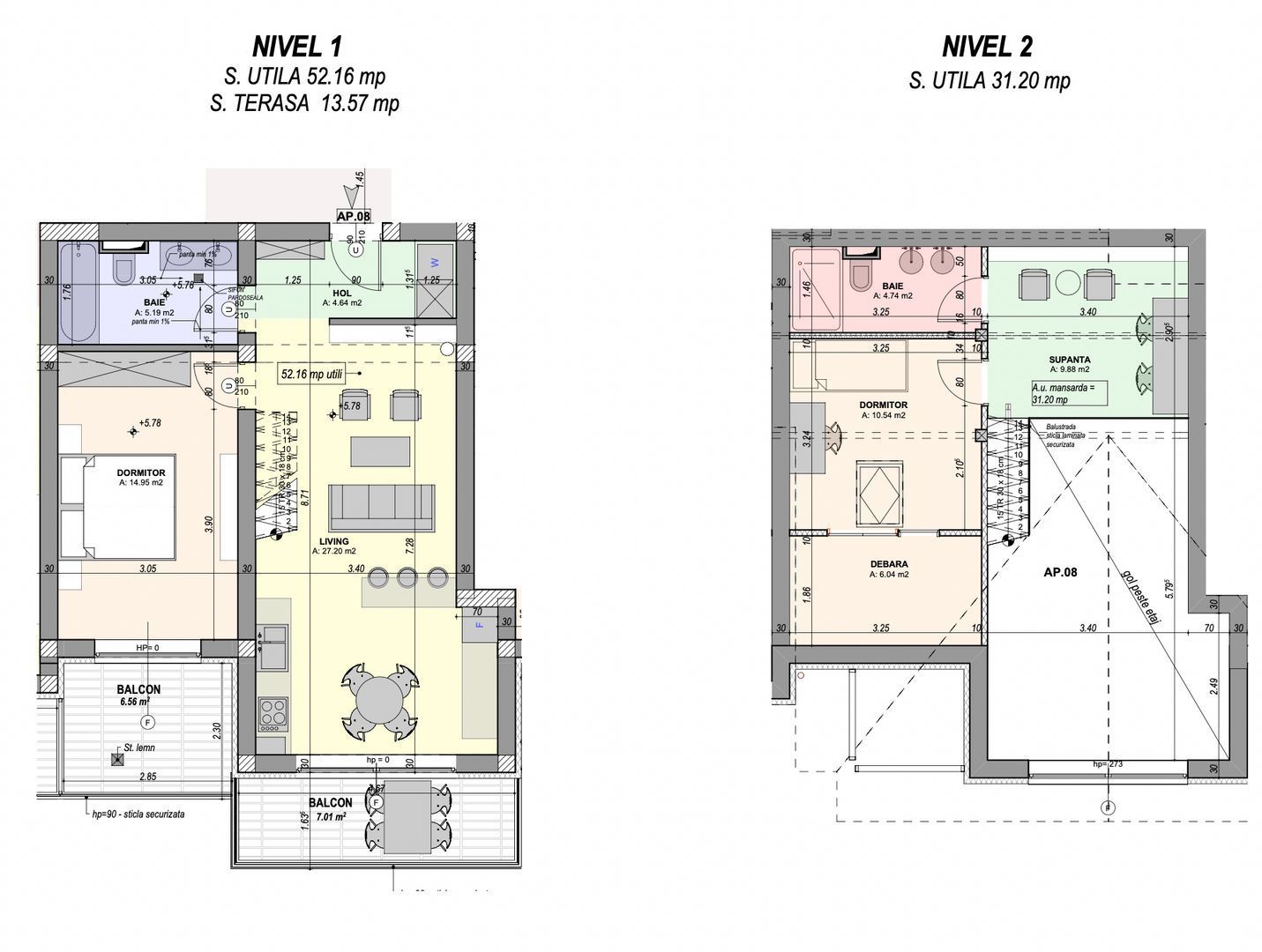Penthouse 3 camere, finisat la cheie, aer conditionat (NCL-1A-L-ap.8) - Poză 10