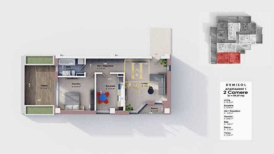 Apartament 2 camere -Decomandat-55mp-Comision 0% - Poză 4