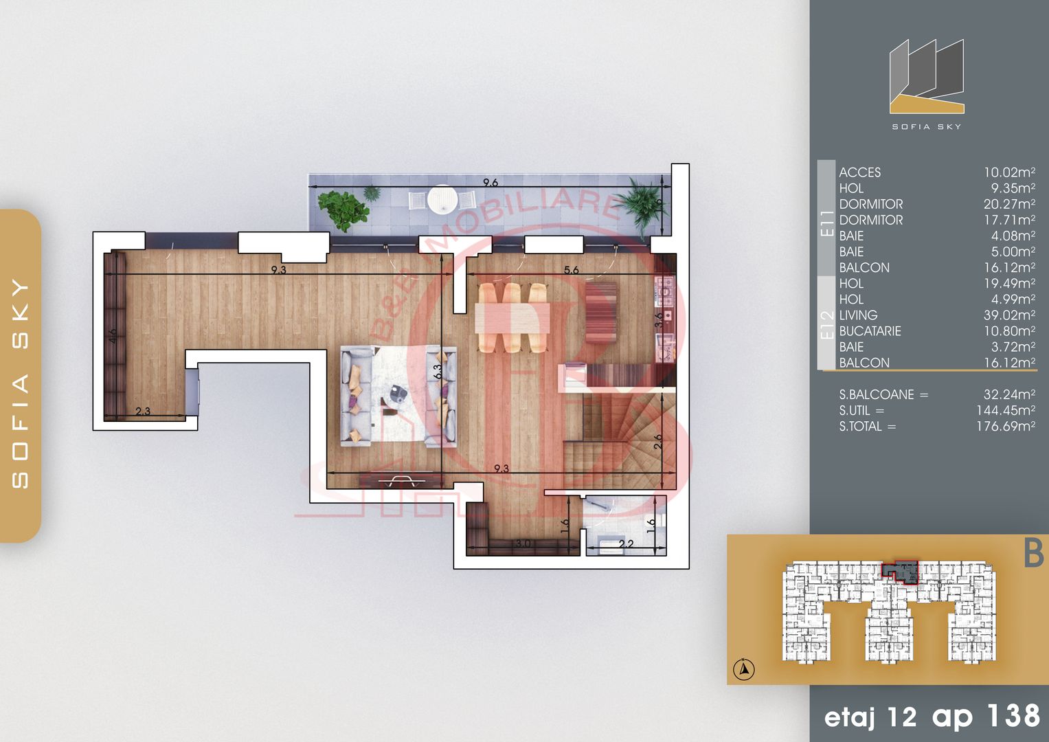 Th. Pallady 3 camere Duplex | Living 39mp | Dormitor 20mp - Schiță 2