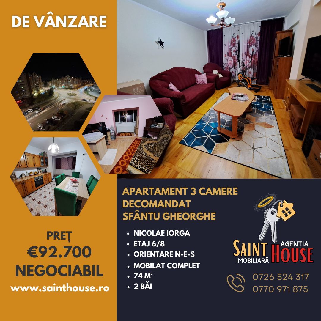 Apartament 3 camere decomandat 74 M² utili zona Lenin Nicolae Iorga - Poză 1