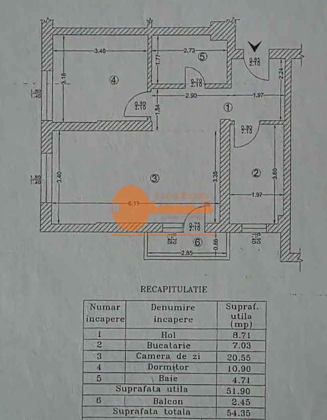 2 Camere  Bloc Nou 2017  54 m² Mobilat  Romancierilor - Gorjului - Schiță 7