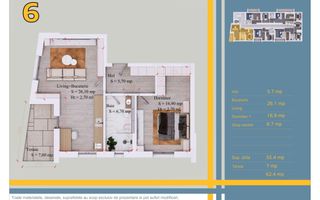 Ap 2 cam 62 mp, Comision 0%, Pallady, 12 min metrou Teclu - Schiță 12