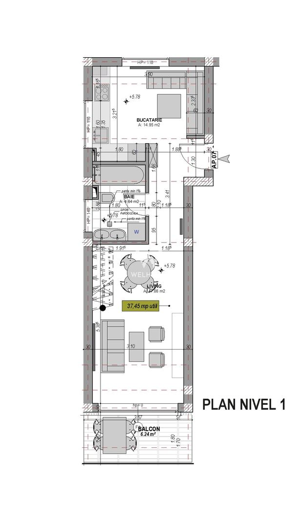 Apartament 2 camere, pe doua nivele, Zona VEST, Sibiu - Schiță 6