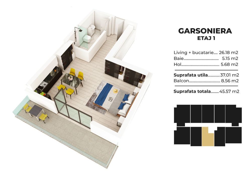 Studio spatios la cheie Sea Breeze Residence II Mamaia Nord - Poză 2