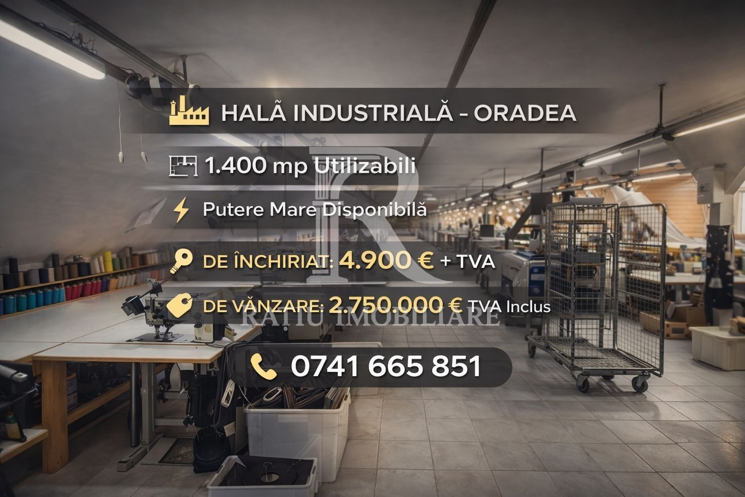 14.302 MP TEREN | 4.925 MP CONSTRUIT | PUTERE ELECTRICĂ EXCEPȚIONALĂ | FĂRĂ SARCINI - Poză 1