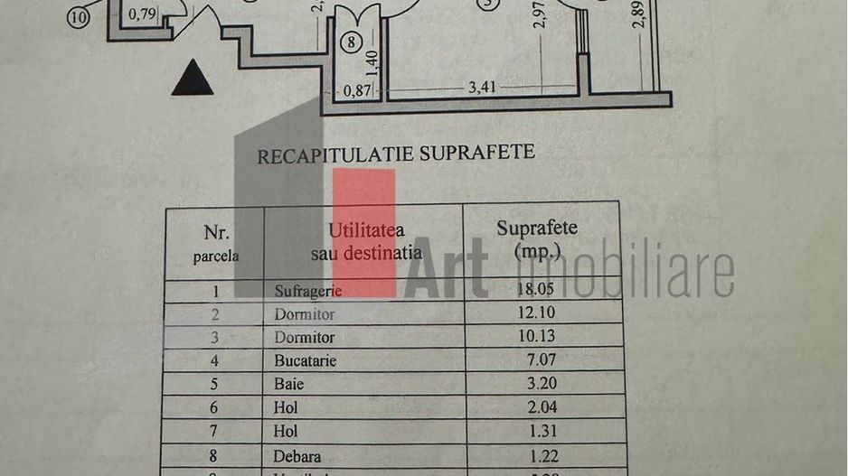 Apartament 3 camere Titan liceul Dante - Schiță 18