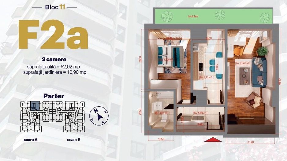 Apartament 1C, Copou, 43,4mp, 110000euro+TVA - Poză 7
