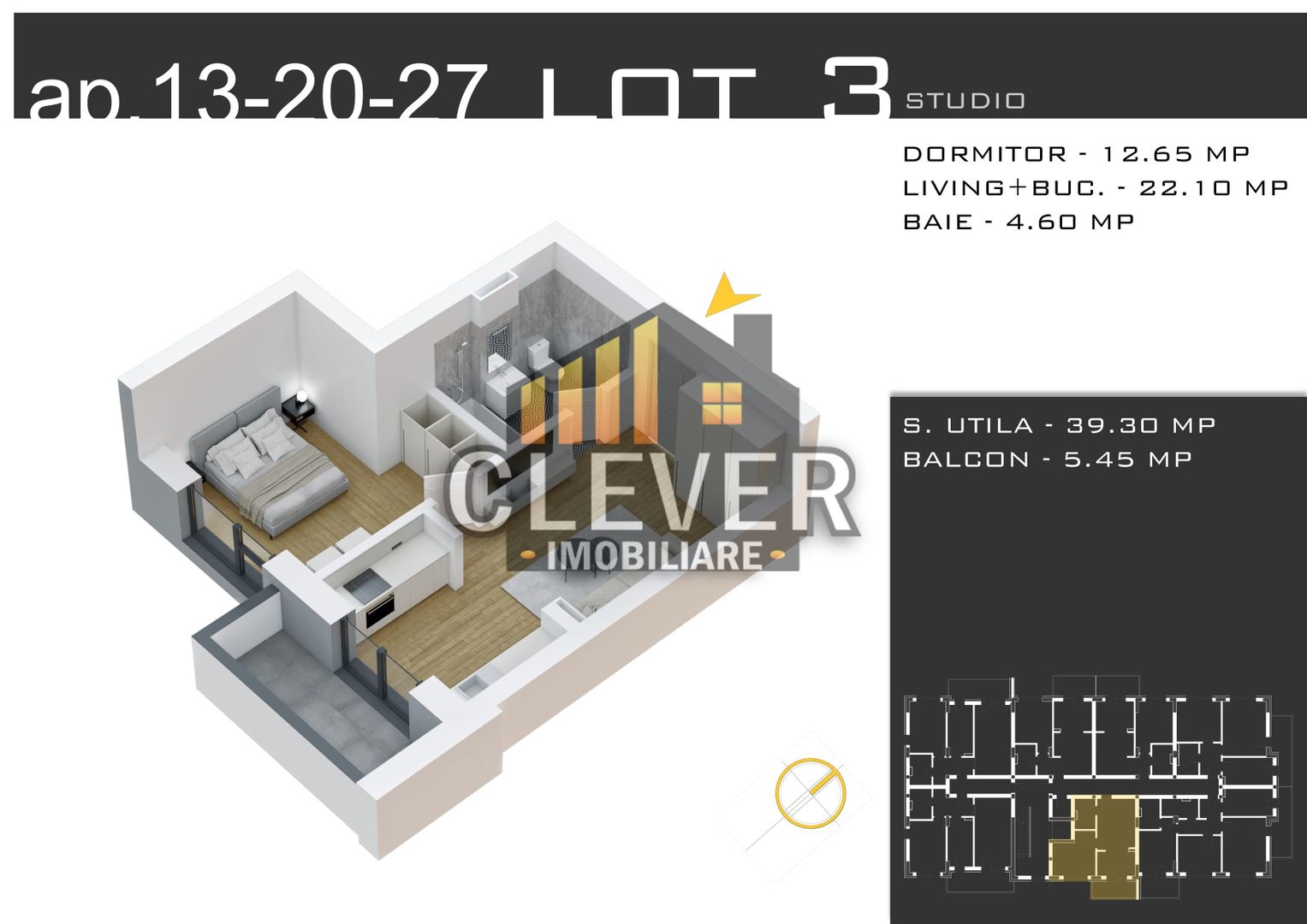 Studio 2 camere, Ideal Investitie - Comision 0%, Pallady - Schiță 9
