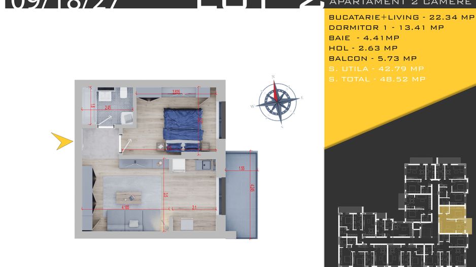 2 camere  parcare bonusTitan Pallady - Metrou Nicolae Teclu - Schiță 4