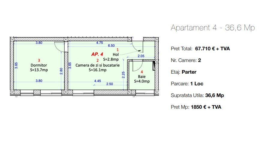 Apartament 2 camere - zona str.Doamna Stanca, Sibiu - Schiță 8