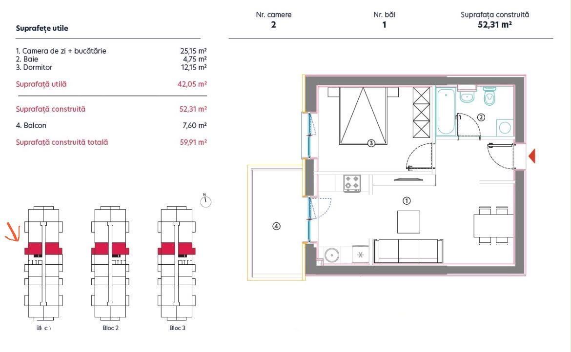 Apartament 2 camere Theodor Pallady / Hils Titanium - Poză 8