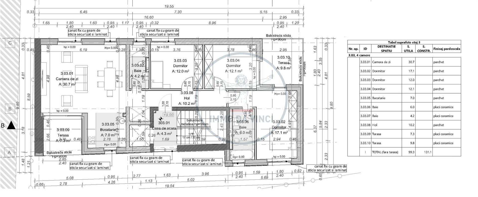 Apartament exclusivist 4 camere, 17mp terase, singur pe etaj Marasti - Schiță 4