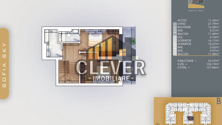 Apartament Dupex 3 camere, Comision 0%, Pallady -Metrou Teclu - Schiță 7