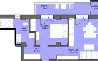 Apartament 2 dormitoare cu avans doar 5% - zona Doamna Stanca - Sibiu - Schiță 5