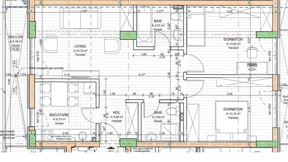 Apartament 3 camere Plopilor 72 m2 plus 2 balcoane - Poză 2