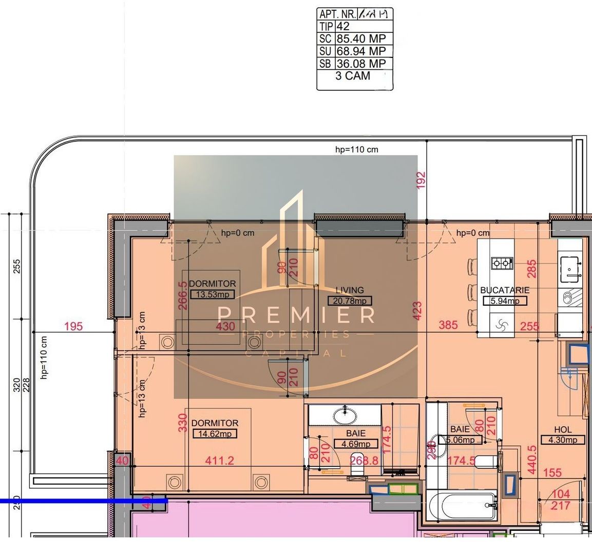 Apartament cu vedere panoramică superbă, etaj 14 – parcare  inclusă corp A - Poză 5