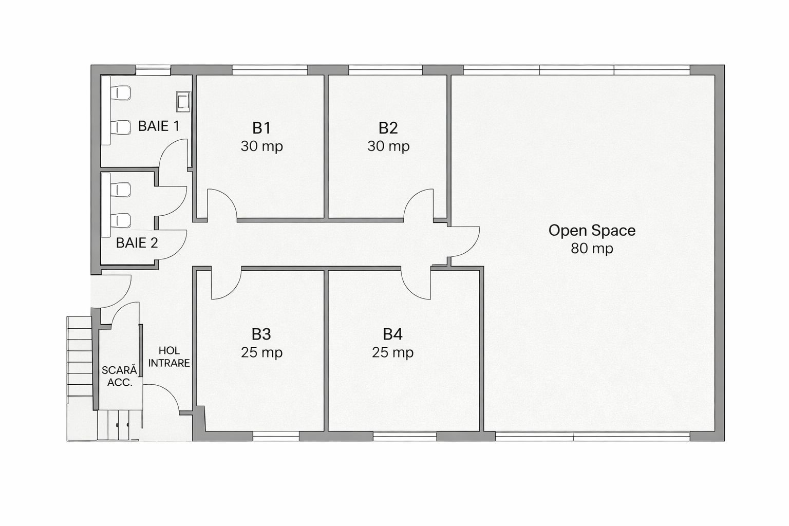 Spațiu birou 25 mp | Compartimentat | Open space + birouri - Poză 1