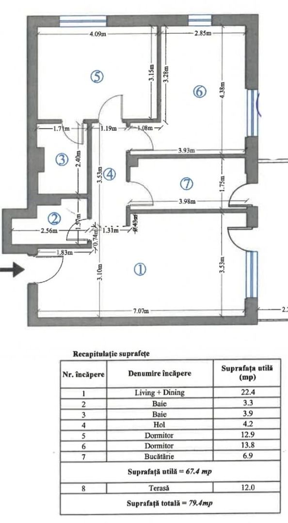 Apartament 3 Camere bucatarie inchisa si Terasă 12 MP cu Vedere Liberă - Poză 23